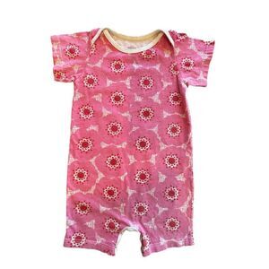 Winter Water Factory Pink Floral Short Sleeve Romper Size 12M
